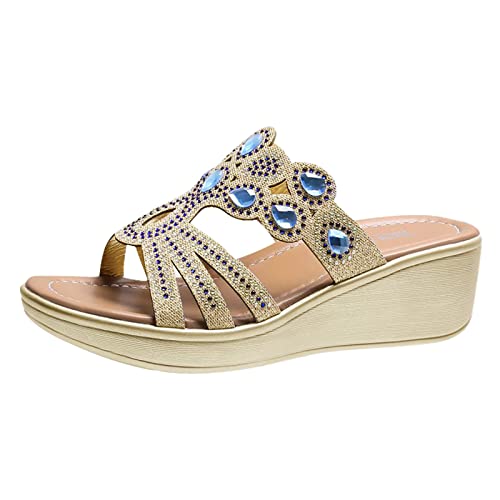 JEUROT Womens Wedge Sandals Open Toe Slip on Platform Slides Summer Beach Sandal Casual High Heels Mules Comfort Dress Shoes