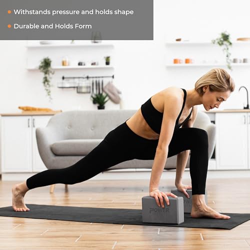 Power Systems Yoga Block | Commercial Grade Foam, Lightweight, Durable Ergonomic Support for Home and Studio Use | Yoga, P...