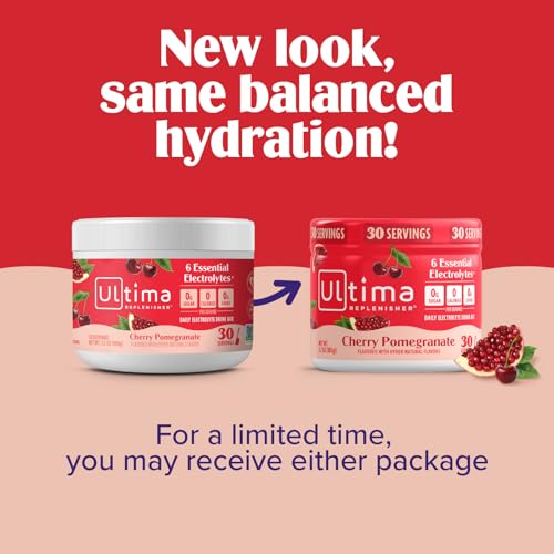 Ultima Replenisher Daily Electrolyte Powder Drink Mix – Sugar Free – Cherry Pomegranate, 30 Servings – Hydration Powder wi...