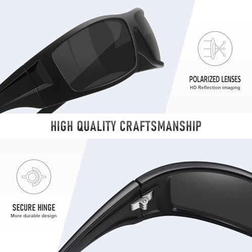 Ofwin Polarized Sports Sunglasses for Men Women Unbreakable Frame Cycling Fishing Wrap Around Sunglasses UV400 Protection