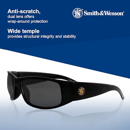 Smith & Wesson Elite Safety Glasses (21303), Smoke Lenses, Black Frame, Unisex Sunglasses for Men and Women