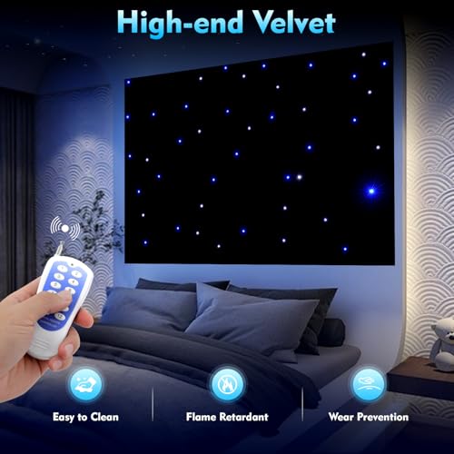 20x10FT LED Star Lights Curtain, Foldable Wedding Star Backdrop Drape Starry Sky Cloth Curtain w/DMX512 Control & Remote, ...