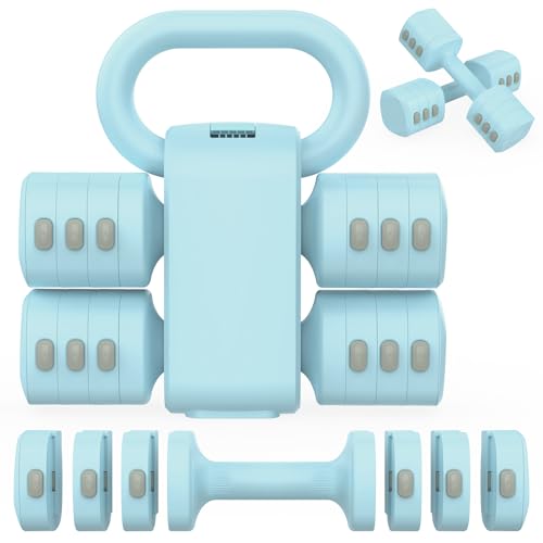 Hezeyferg 2-in-1 Adjustable Dumbbells Set, 4 Levels Weight Dumbbells Set for Women Men, Each 2.2/3.3/4.4/5.5lb Hand Weight...