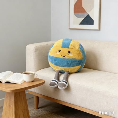 MUALML Cute Volleyball Stuff Soft Sports Stuffed Plush Pillow, Funny Plush Volleyball Gifts for Teen Girls Boys