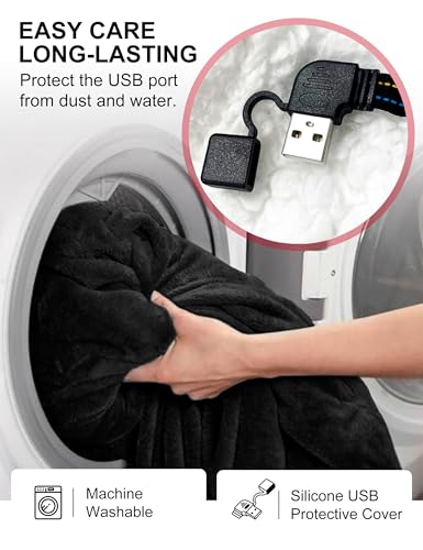 KFUBUO Heated Electric Wearable Blanket Throw Battery Operated Portable USB Cordless Outdoor Hoodie Sweatshirt