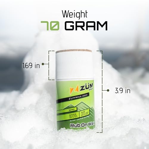 ZUMWax Rub-On Ski/Snowboard/Nordic/Cross-Country Wax 70g, UNIVERSAL, Easy cork applicator, long-lasting performance, secre...