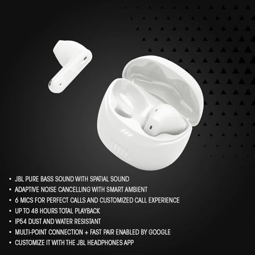 JBL Tune Flex 2 - True Wireless Noise Cancelling Earbuds with JBL Spatial Sound and Smart Ambient Technology, 6 mics for P...