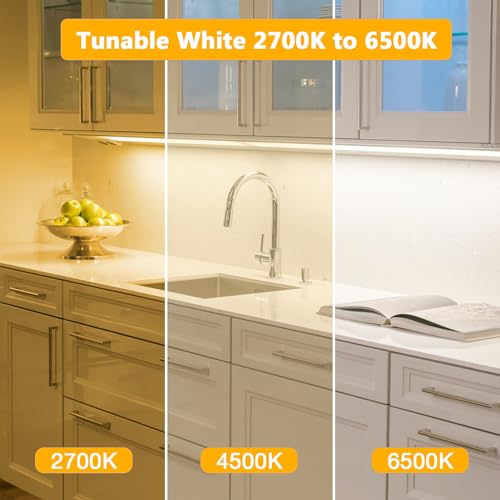 DAYBETTER COB LED Strip Lights, Tunable White(2700K-6500K) COB LED Lights with 3040 LEDs, 24V Adapter, RF Remote, Dimmable...
