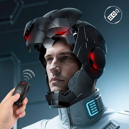 Iron Hero MK 5 Black Edition Helmet for Man – 1:1 Wearable Collectible with Voice, Touch & Remote Control, LED Eyes & Real...