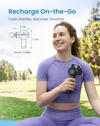 RENPHO Active+ Percussion Massage Gun - 5 Adjustable Speeds for Back, Neck, Muscle Recovery - App Controlled Guided Course...