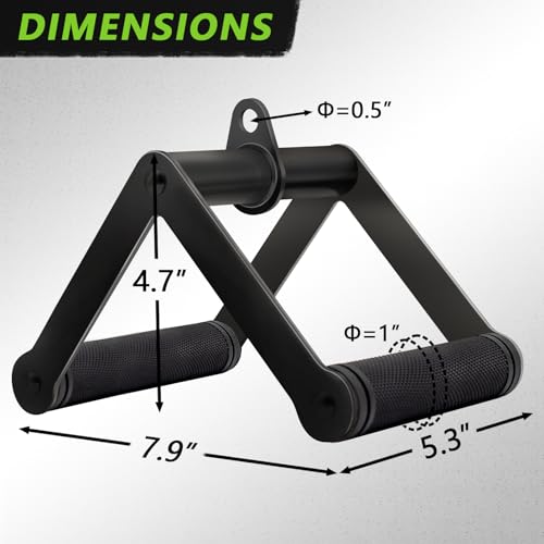 Howffite Double D Row Handle Cable Attachment for Weight Workout, Steel with Non-Slip Rubber Grip (Black)
