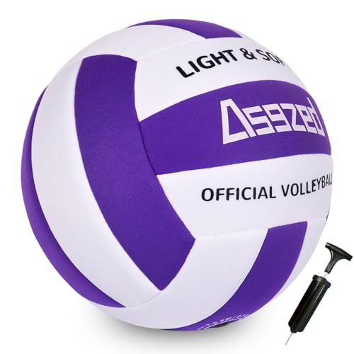Asgzed Soft Volleyball for Indoor Practice-Super Soft & Silent Fabric Indoor Volleyball Lightweight for Kids Youth Beginne...