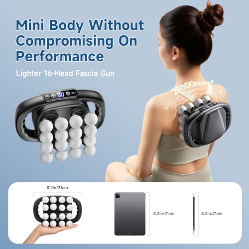 Mini 16-Head Massage Gun, Electric Deep Tissue Massage, 3 Modes, 30 Levels Of Speed, Relieve Pain In Neck, Back, And Leg M...
