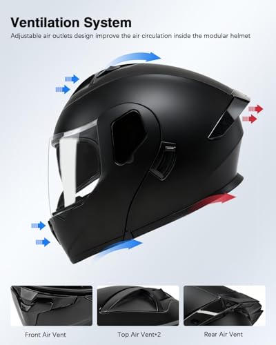 TTMiku Motorcycle Helmet, Youth Adult Full Face Flip Up Modular Dirt Bike ATV Motorbike Street Race Helmet Casco para Mot...