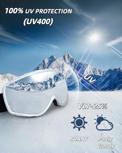 Solifo Ski Goggles for Men & Women, OTG UV400 Protection, Dual Anti-Fog Lens, Spherical Lens for for Skiing & Snowboarding