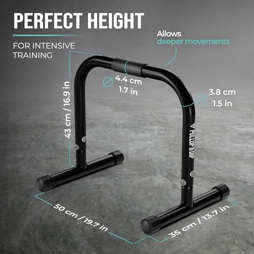 PULLUP & DIP Fitness Parallettes, Medium Parallette Bars For Calisthenics, Crossfit & Gymnastics, Handstand Bars With Extr...