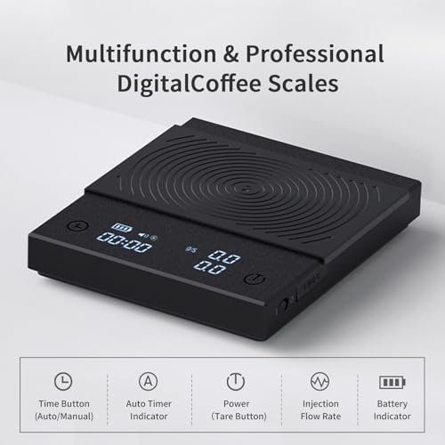 TIMEMORE Coffee Scale Basic 2.0 Electronic Espresso Scale with Water Flow Rate and Timer Function, Free Switching of Ounc...
