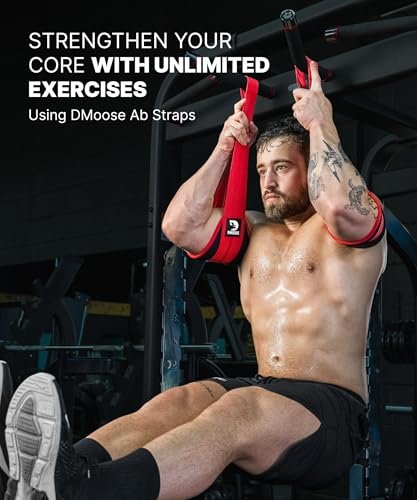 DMoose Fitness Hanging Ab Straps for Pull Up Bar & Core Strength Training - Soft Padded Exercise Straps for Ab Swing & Leg...