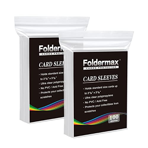 Foldermax Clear Penny Card Sleeves 200 Count, Card Protectors Sleeves for Baseball Cards, Game Cards and Trading Cards