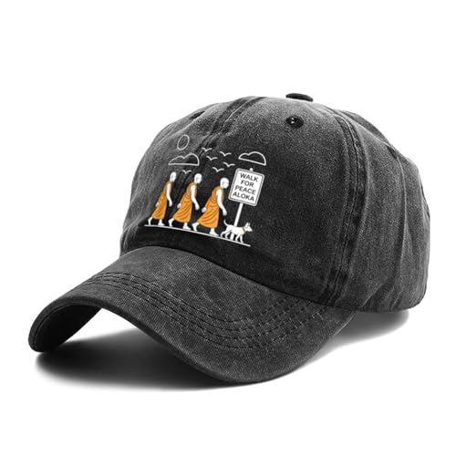 Retro Walk for Peace Monks with Aloka Dog Minimalist Zen Baseball Caps for Adult