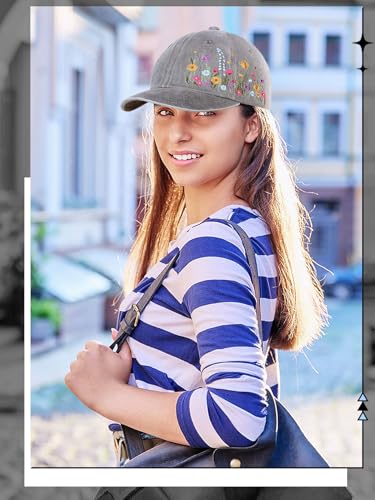 Biggun Trendy Embroidered Baseball Cap for Girls Women Men - Adjustable Soft Breathable Hats for Casual Wear