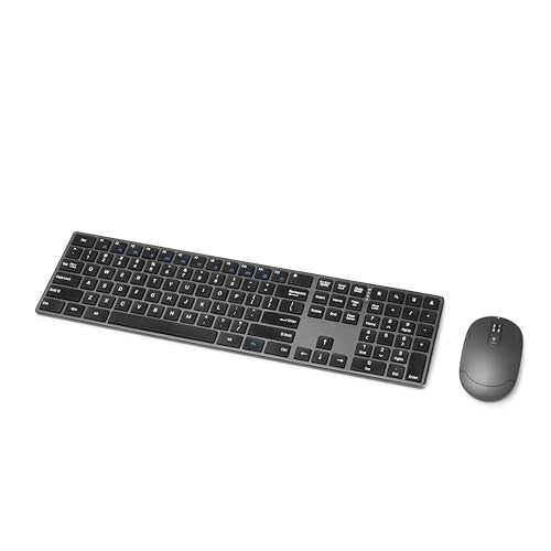 Amazon Basics Ultra Premium Wireless Keyboard and Mouse Combo - Rechargeable, Ultra Slim Design, Quiet, Full Size, Number ...