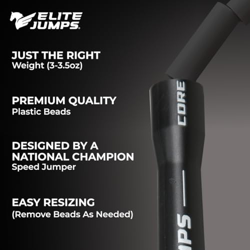 Elite Jumps Adult Core Beaded Jump Rope For Fitness - Workout Jump Rope - Beaded Fitness Skip Rope for Exercise Unbreakabl...
