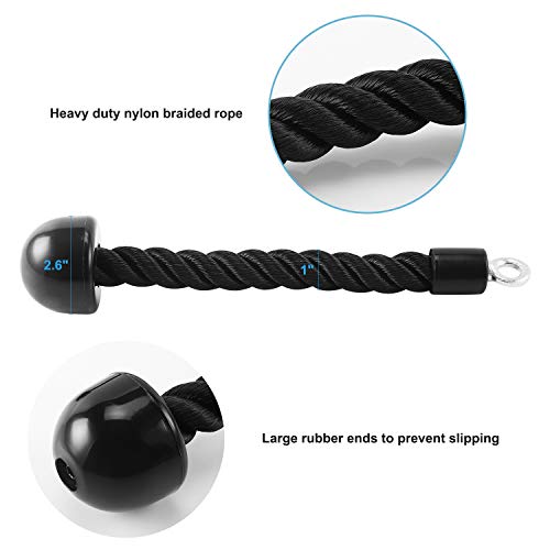 HYVAWO Pull Down Rope Single Grip Tricep Bicep Exercise Attachment for Cable Machines Gym Pulley Workout