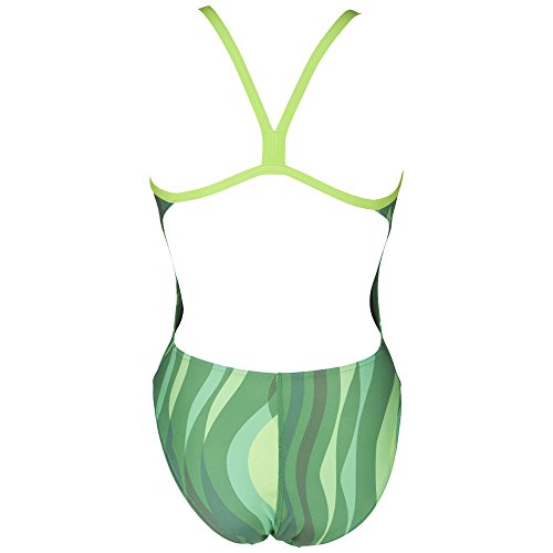 Arena Women's Wavy Water Challenge Back One Piece Fl Green/Leaf 22
