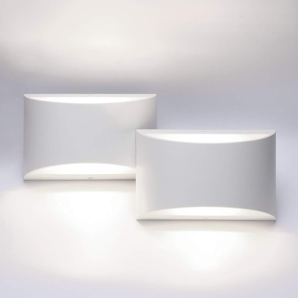 Aipsun Led Wall Sconce Set Of 2, Hardwired Aluminum Lights, Up & Down Mount, Cool White 6000K, For Living Room & Bedroom