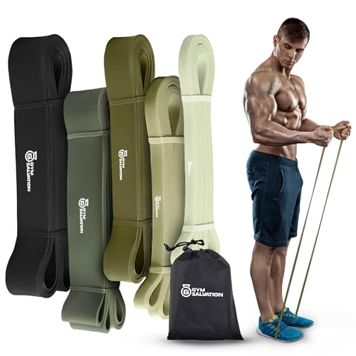 Gym Salvation Resistance Bands Set, 5 Pull Up Assist & Strength Training Bands, Durable Powerlifting & Workout Loops with ...