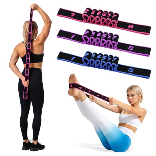 Fitness Resistance Band for Stretching and Yoga, Multifunction Tension Rope,8 Loops Elastic Exercise Bands,Adjustable Band...