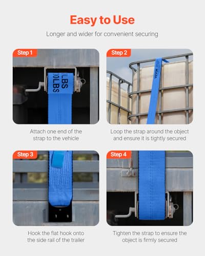 VEVOR Truck Straps, 4" x30' Heavy Duty Tie Down w/Flat Hooks 18,000lbs Break Strength, WLL# 6000lbs, Cargo Straps Tie Down...