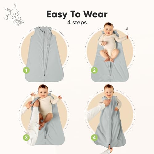 2-Pack Baby Sleep Sacks, Zipper Wearable Blanket - 0.5TOG Organic Cotton, Lightweight,Soft Cozy Toddler Sleeping Sack 12-2...