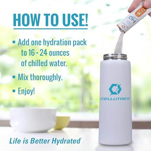Cellutrex® H2O Electrolytes – Electrolyte Powder Drink Mix, Zero Sugar, Natural Salt Hydration Packets for Recovery and We...