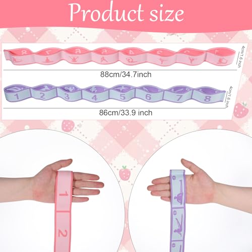 Adjustable Stretch Strap, 2 Pcs Elastic Yoga Stretching Strap with Loops 8-Loop Dance Stretch Band Stretching Bands for Fl...