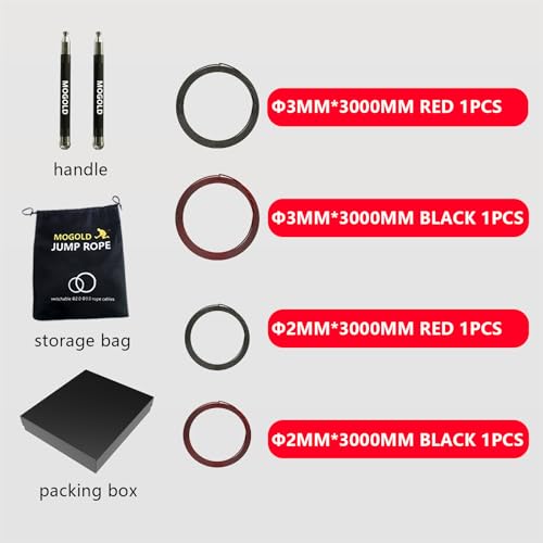 MOGOLD 2-in-1 Speed Rope: 2mm for Boxing/MMA & 3mm for CrossFit - Tool-Free Adjustable Cable System with Dual Bearings - S...