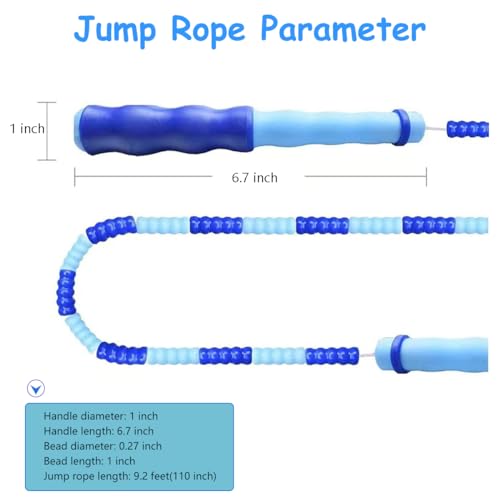 TYSISKNO Jump Rope for Kids Girls and Boys, Soft Beaded Jump Ropes, Adjustable Skipping Rope, Tangle-Free Segmented Rope f...