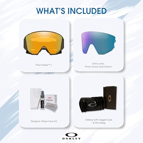 Oakley Flow Scape M/L Ski Goggles For Men For Women OO7145, OO7147 + BUNDLE with ACCESSORY EYEWEAR KIT