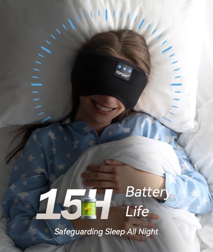 TOPOINT Sleep Mask with Headphones Bluetooth 5.4 Wireless, Sleep Headphones Earphones Earbuds with Microphone HD Speakers ...