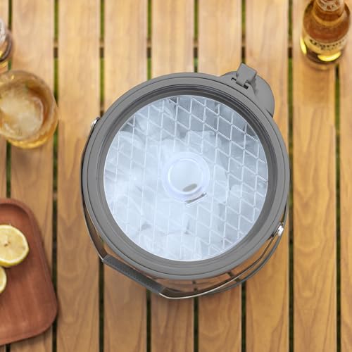 6.8L/7QT Insulated Ice Bucket with Lid & Scoop,Double-Wall Ice Bucket for Parties,Cocktail Bar(Grey)