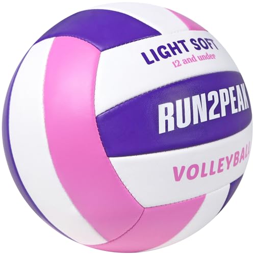 RUN2PEAK Light Soft Volleyball - Light Volleyball Designed for Beginners Kids Youth Teen - Lightweight Volleyballs for Ind...