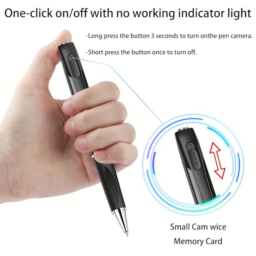 Covert Pen Camera with 1080p HD Video, Discreet Body Wearable Cam with 70-Min Battery & 32GB SD Card for Business, Evidenc...