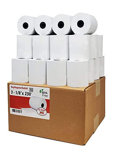(32 Rolls) 3 1/8 x 230 Thermal Paper Receipt Rolls fits all Clover POS Cash Register Printers, Star Micronics SCP700 TSP10...