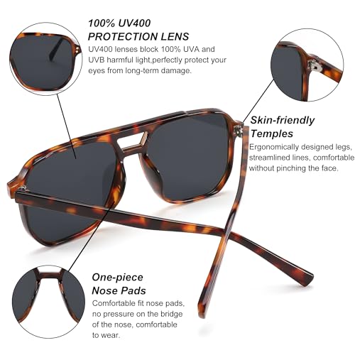 FEISEDY Retro Square Aviator Sunglasses Women Men 70s Vintage Trendy Plastic Frame Sun Glasses B2835