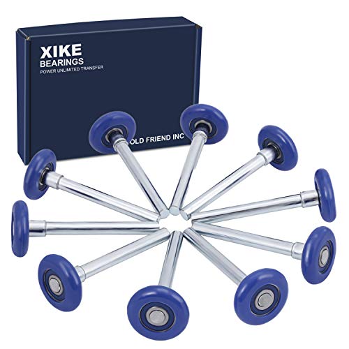XiKe 10 Pack Blue 2" Nylon Garage Door Roller 4" Stem, Quiet/Durable and High Load, Use 6200-2RS Double Seals Precision Be...