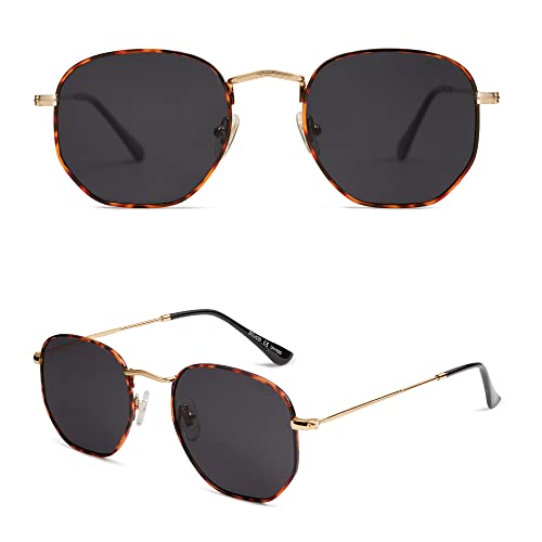 SOJOS Square Polarized Sunglasses for Women Men Small Hexagonal Polygon Shades SJ1072