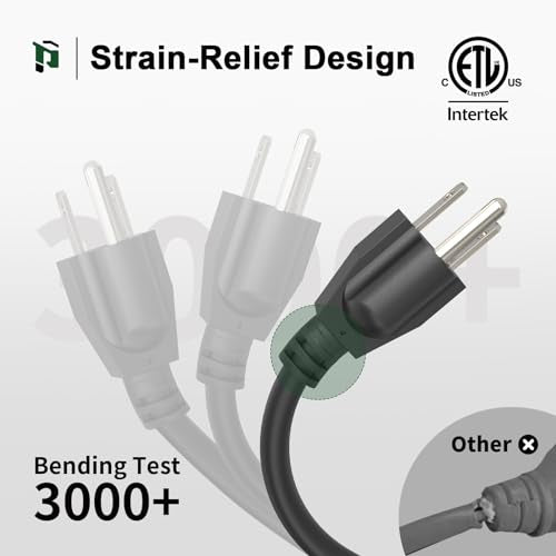 PLUGTUL Outdoor Extension Cord 25 FT Waterproof, 16/3 Gauge Black Heavy Duty 3 Prong Extension Cord, 13A 1625W SJTW, ETL L...