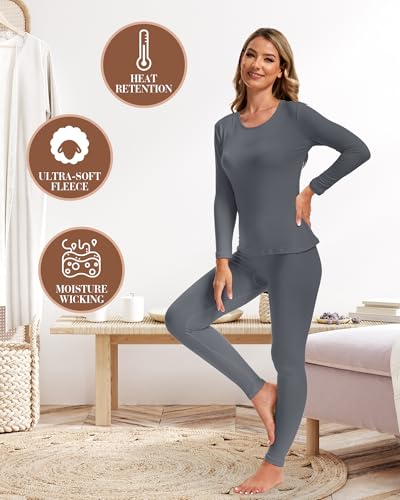 Patelai 3 Sets Thermal Underwear for Women with Fleece Lined Long Underwear Women Base Layer Cold Weather