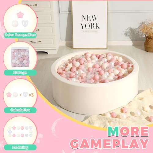 TRENDPLAY Ball Pit Balls Star and Heart Shapes for Toddlers - 50 100 200 500 Count Plastic Balls for Ball Pit Fun and Play